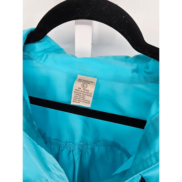 Vintage 1980s Heres a Hug Womens Sz L Short Sleeve Blouse Blue - Picture 3 of 4